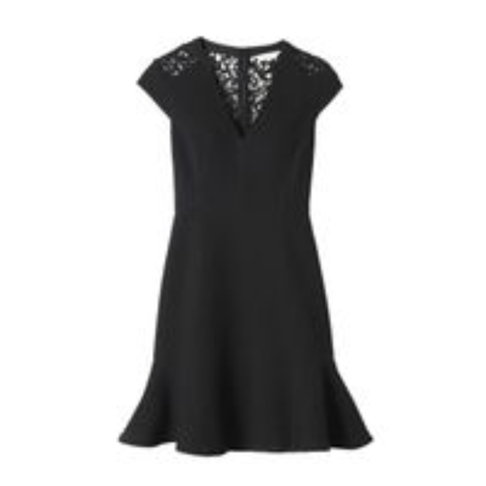 Rebecca Taylor Pique Black Dress with Lace NWT 6